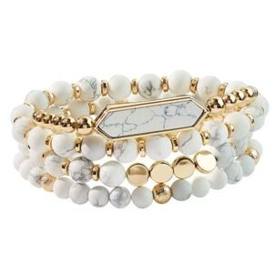 Park Lane Gold and White Denver Beaded Bracelet Set
